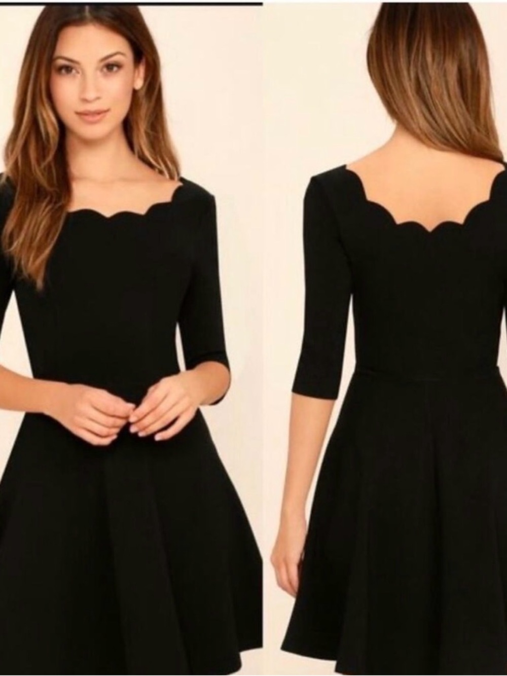 Lulu's Black Scallop Neck Fit & Flare Mini Dress